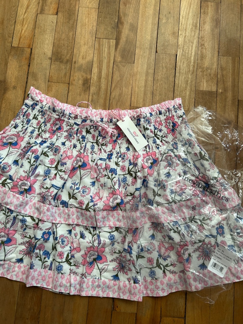 Vineyard Vines Pink & Blue Floral Tiered Skirt